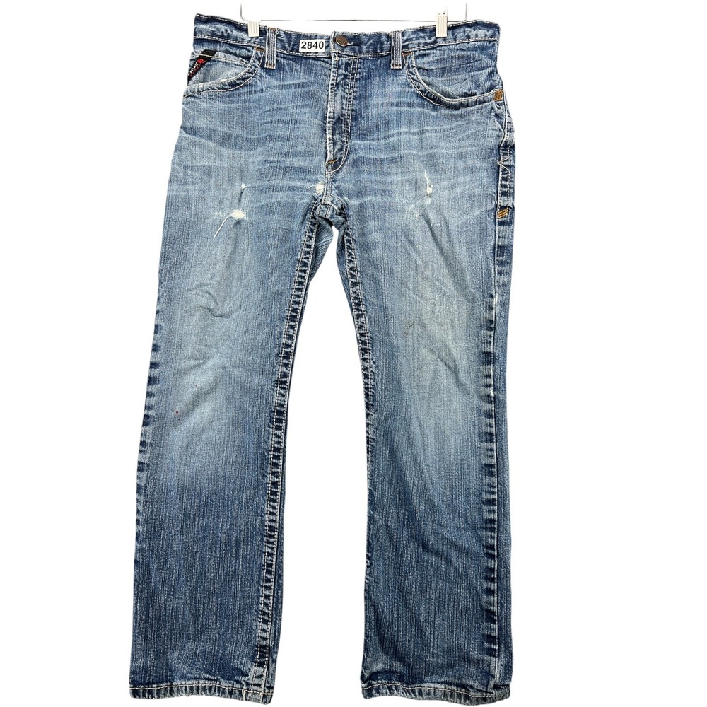 Ariat FR M4 Low Rise Boot Cut Jeans Mens 36x30 Blue Flame Resistant Work Pants